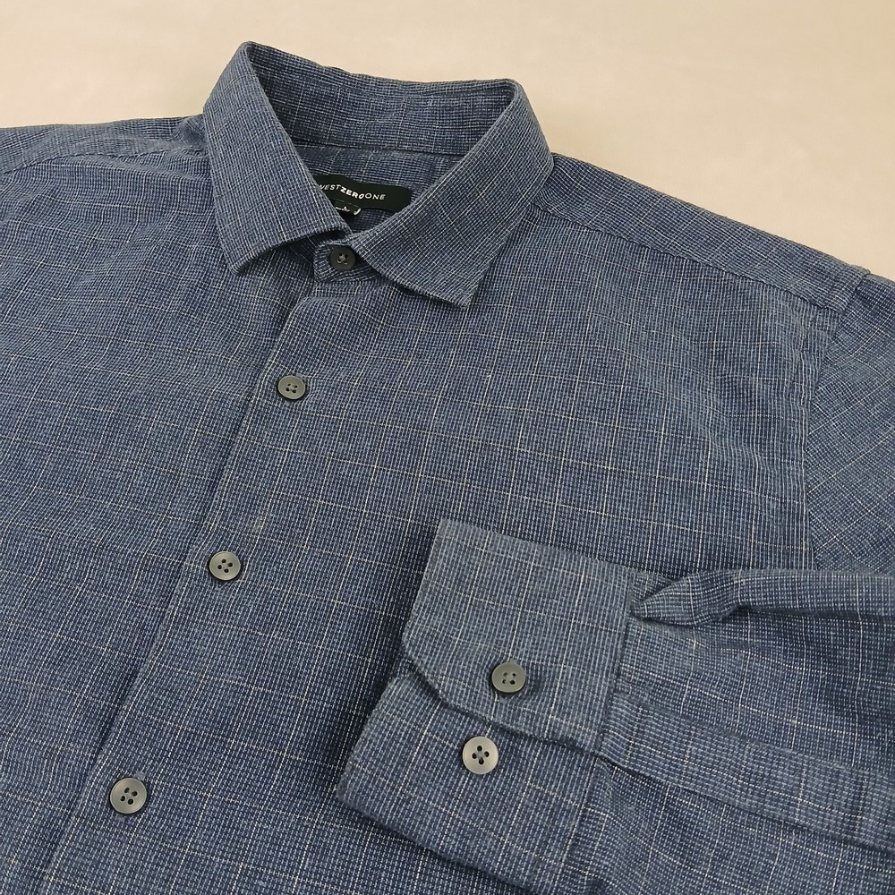 West Zero One Large Mens Shirt Flannel Cozy 22x27 ***Fits A Medium *** Slim